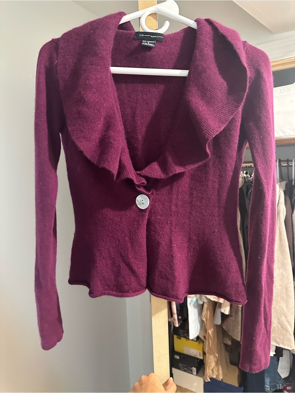 Gorgeous Fushia Ruffle Collar Cashmere Cardigan
